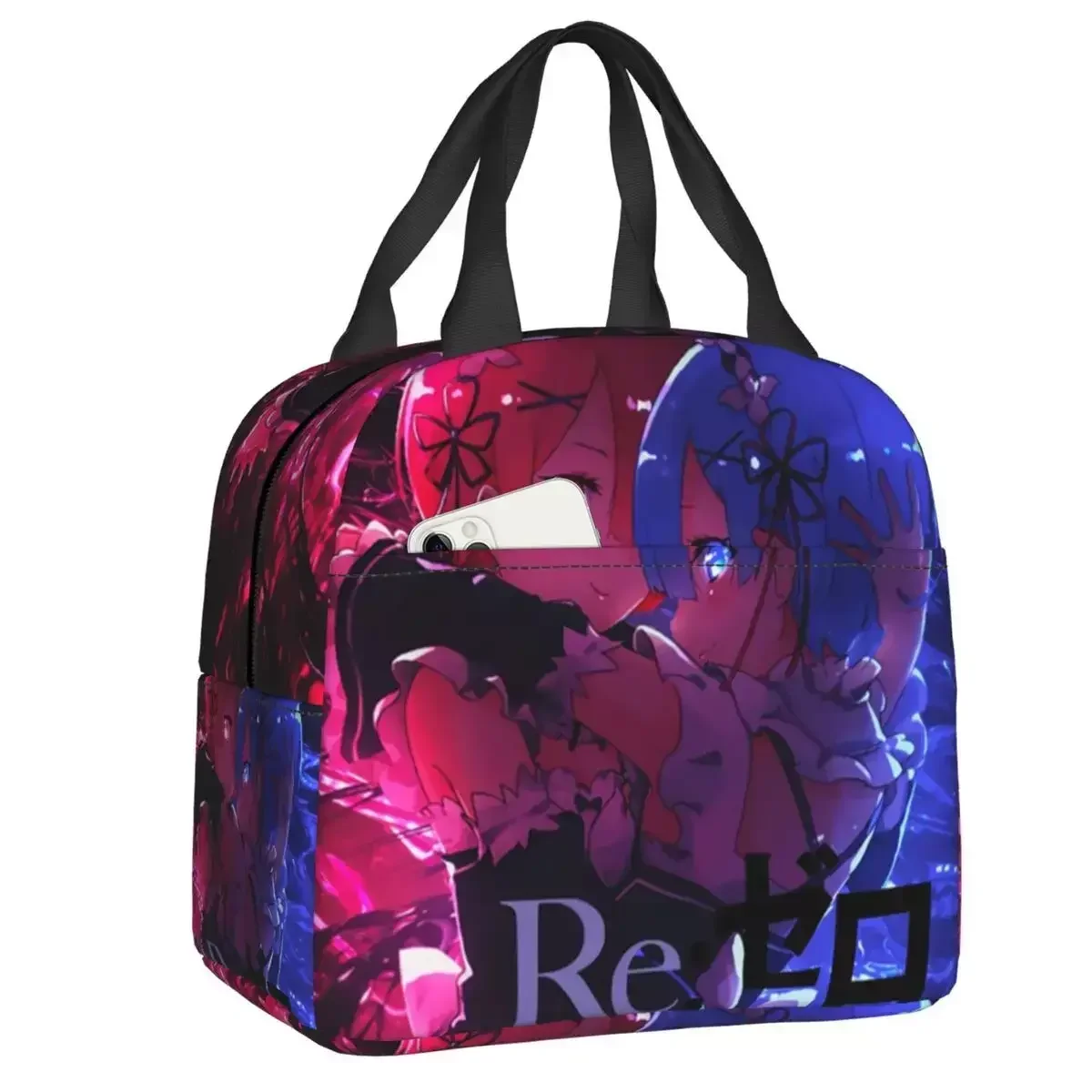 

2024 New Re Zero Anime Novel Portable Lunch Boxes Leakproof Ram And Rem Cooler Thermal Food Insulated Lunch Bag Children Student