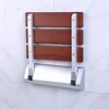 Folding Shower Seat Red Sandalwood Water-Repellent Lacquer Bathroom Bench Wall Mounted Stool 90° Foldable High-End Furniture 3