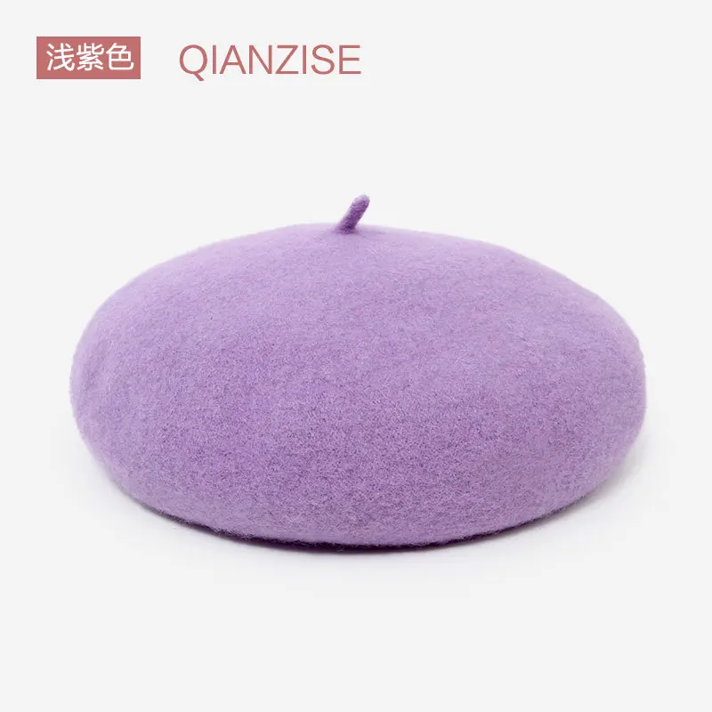 Purple Beret Japanese Wool Hat Retro Painter Hat Bud Autum Winter Vintage Caps Keep Warm Cute Casual Women Beret beret hat woolen beret wool caps
