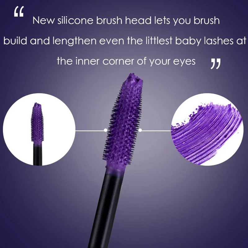 Mascara 5D colorato viola e blu, a lunga durata, impermeabile, ad asciugatura rapida, incurvante, allungante, con testina grande, crema per extension ciglia._voghion.com