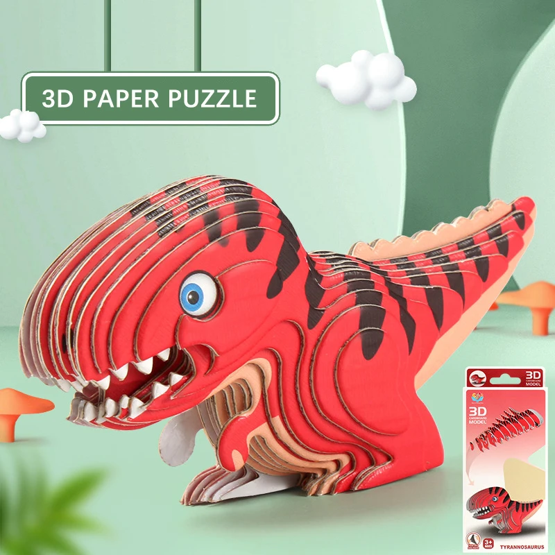 Dinosaur 3D Paper Puzzle For Kids Educational Montessori Toys Funny DIY ...