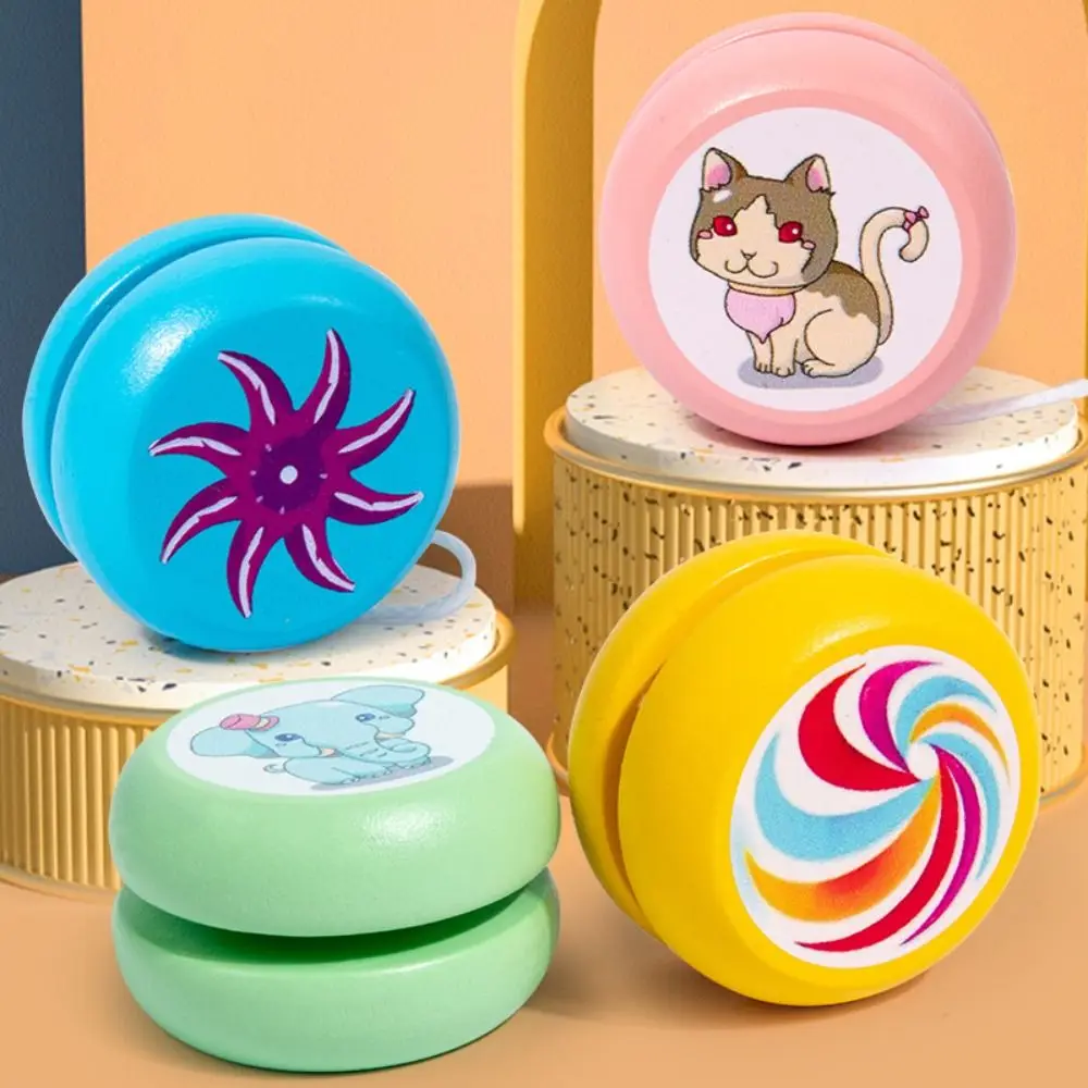 Fashion Wooden 2A Yoyo Toy Brainstorming Beginner Yoyo Ball Concentration Cartoon Nostalgic Toys for Children