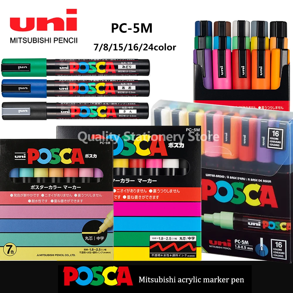 Uni Posca Pennarelli Graffiti Pennarelli Pennarelli Pittura Forniture Artistiche Disegnate A Mano Poster Pubblicitari Pc-1M / 3M / 5M Cancelleria
