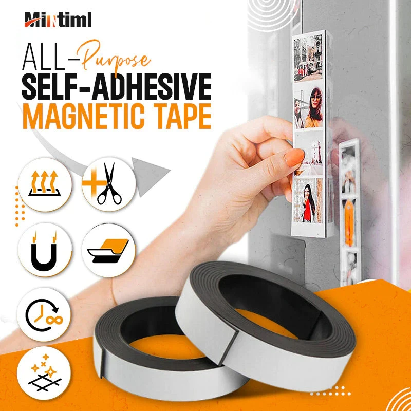 All Purpose Self-adhesive Magnetic Tape Flexible Magnetic Strip Glue  Stickers 118Inch/Roll for DIY Organization Double Side Tape