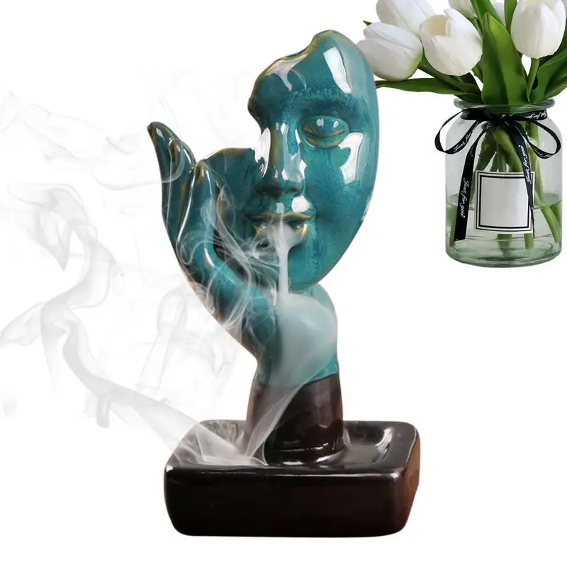 

unique shape backflow incense burner multipurpose ceramic thinking Statues Aromatherapy Ornament Incense Holder for home yoga
