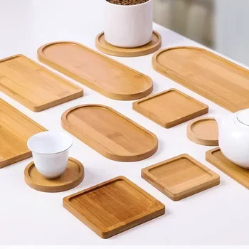 Vassoio multi bambù Piattino in legno Vassoio per vaso di fiori Vassoio per tazza Piatto sottobicchiere Piatto decorativo da cucina Sottobicchiere creativo Tappetino per tazza di caffè 1