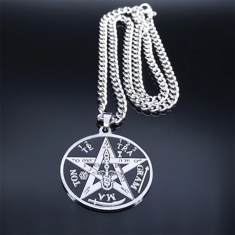 Witchcraft Gothic Dark Pentagram Necklace Stainless Steel Original Tetragrammaton Solomon Amulet Necklaces For Women Jewelry