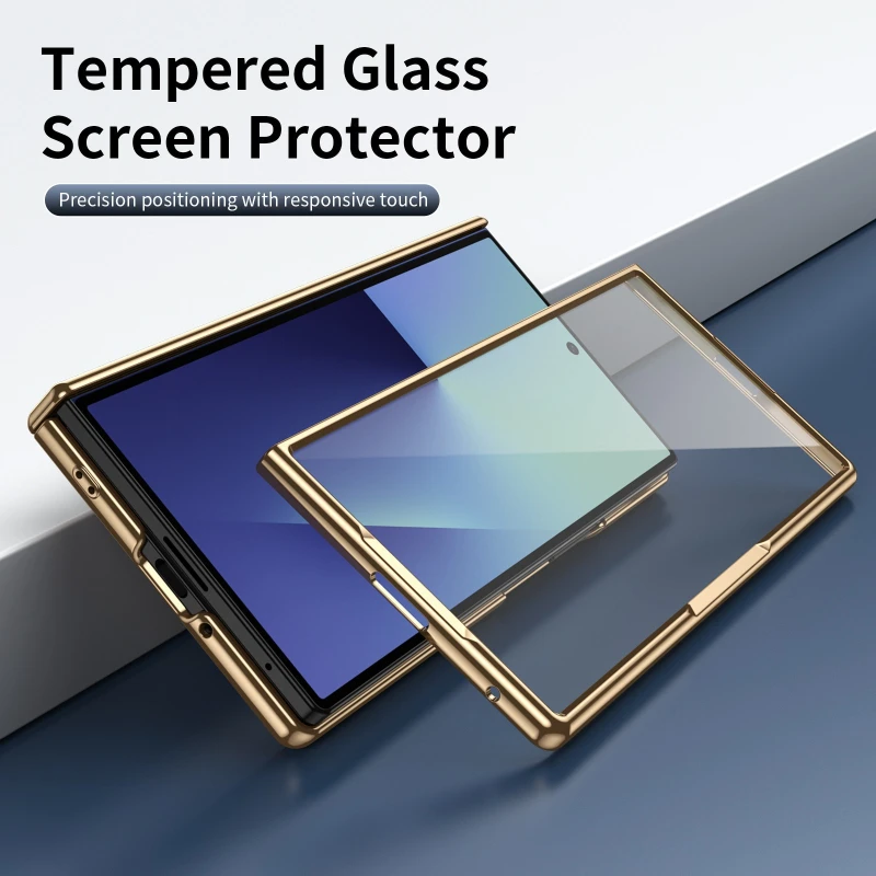 Luxury Electroplated Frame Leather Case with Screen Protector and Hinge Protection