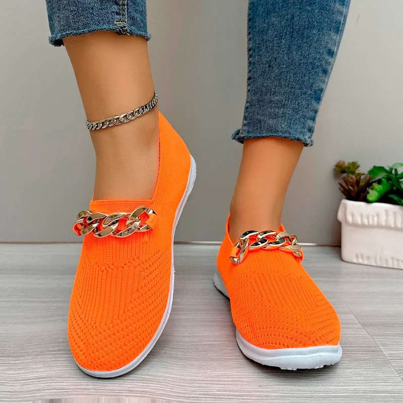 

Shoes for Women 2023 Brand Slip-on Women's Vulcanize Shoes Summer Solid Ladies Casual Shoes New Metal Decoration Mesh Sneakers
