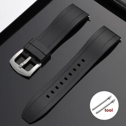 Vibrant Waterproof Silicone Watch Strap - Soft & Comfortable Rubber Wristband - 22mm (Black)
