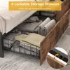 bedstead.Full Bed Frame with 2-Tier Storage Headboard, Metal Platform Bed Frame with 4 Storage Drawers,Built in Charging Station 6