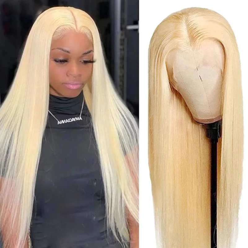 26 Inches Light Blonde Medium Parted Long Straight Hair for Party Chemical Fiber Wig bubuwig synthetic hair genshin impact klee cosplay wigs women 35cm medium long straight light blonde ponytail wig heat resistant