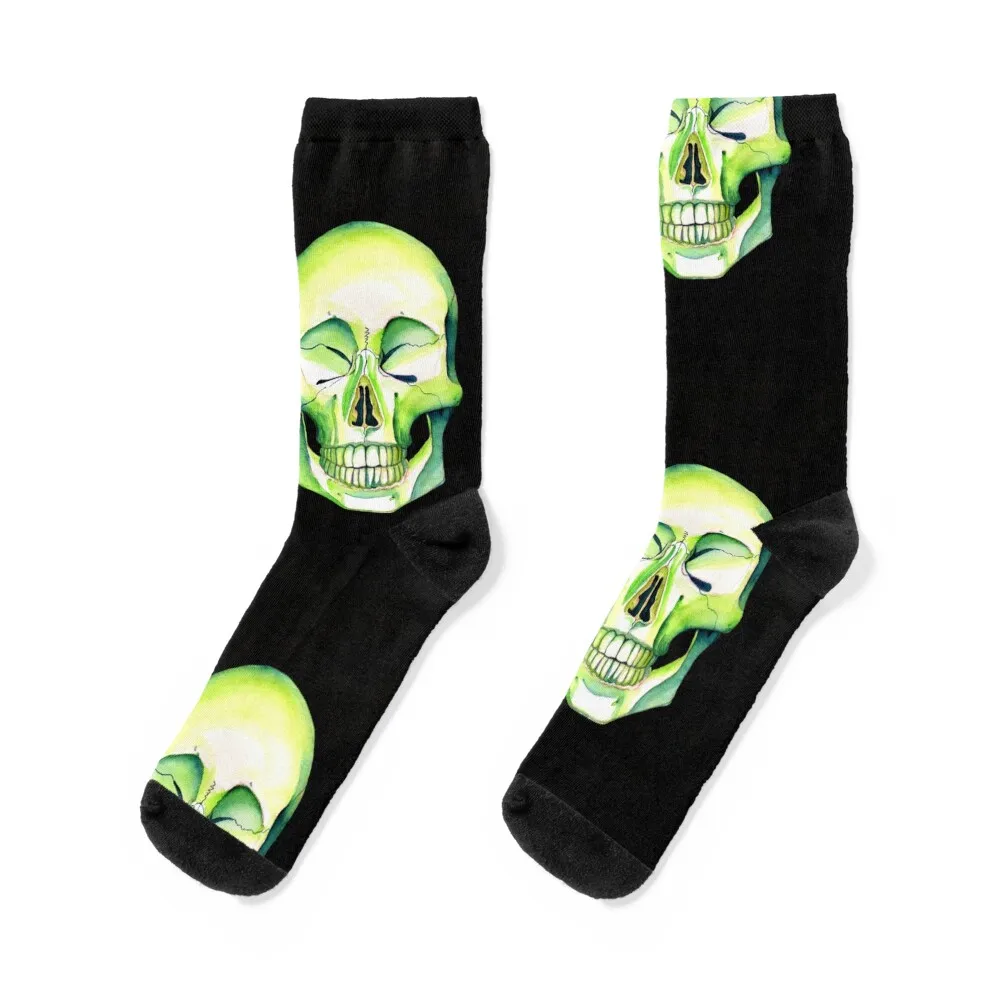 Skull (Green) Socks funny gift FASHION cycling socks valentine gift ideas Socks Women Men's