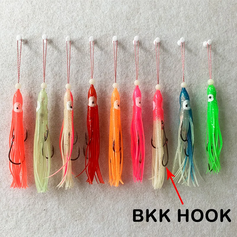 Double Hooks Silicone Squid, Carbon Steel Fishing Hook