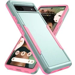 Shockproof Hybrid Heavy Duty Armor Phone Case with PC+TPU Protection - DurableCover Box for Pixel 10 Pro (Green and pink)