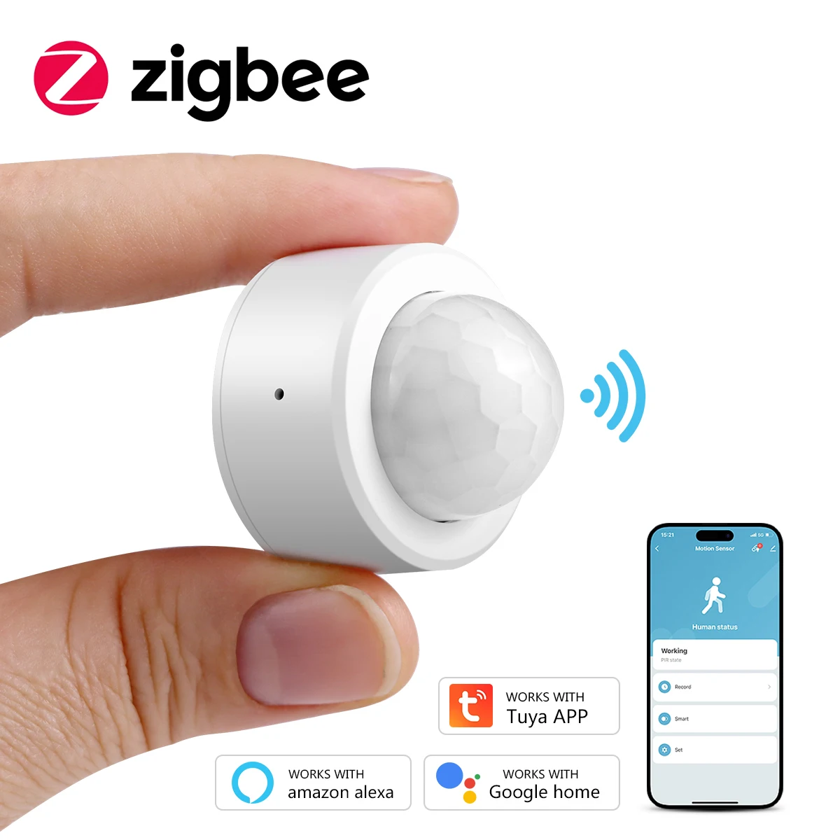 Zigbee PIR Human Motion Sensor Body Infrared Detector Security Alarm Sensors Work With Tuya Smart Life Alexa Google Home Gateway