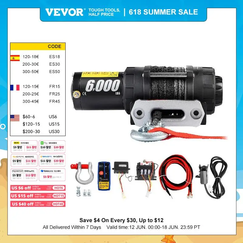 Boats Electric Trailer Winches Wireless Electric Winch Wireless Control Vevor Winch