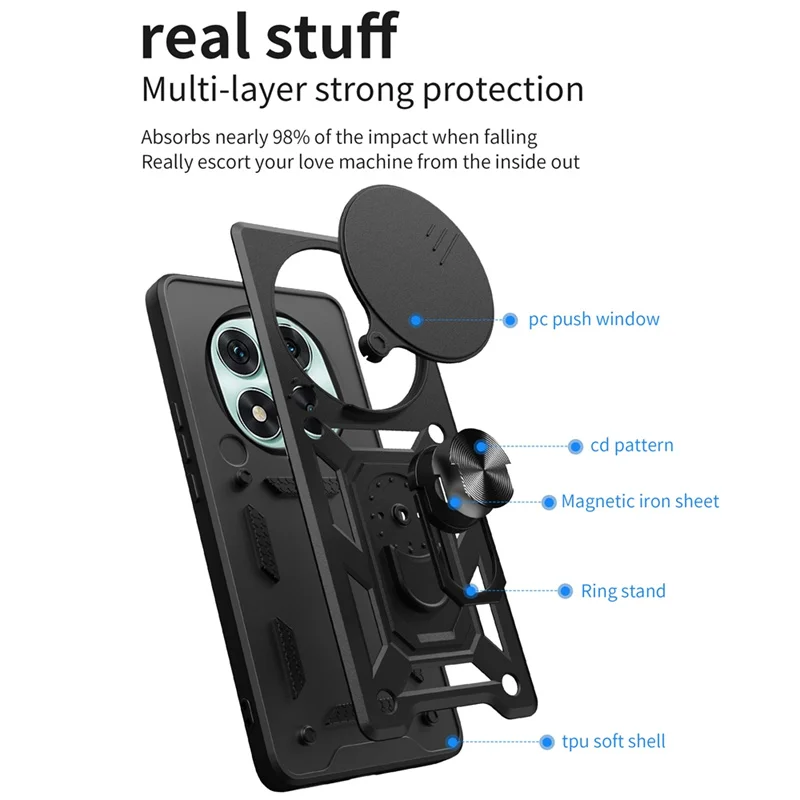 Enhanced Armor Case with Ring Magnetic Holder and Lens Protection