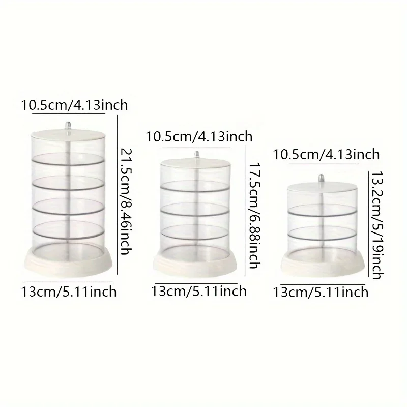 Multi Layer Rotating Transparent Round Jewelry Box for Earrings Studs Necklaces Bracelets Rack Display Shelf Jewelry Storage Box 2