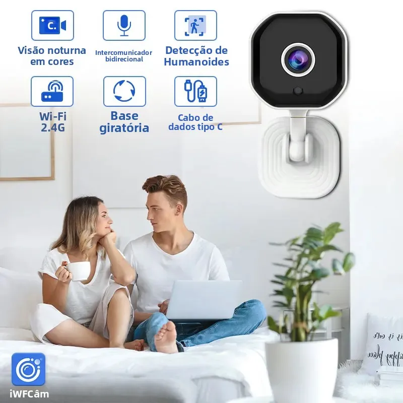 Câmera interna sem fio para animais de estimação, bebê, idosos, monitor, visão noturna, visão remota, conectividade wi-fi de 2,4 GHz