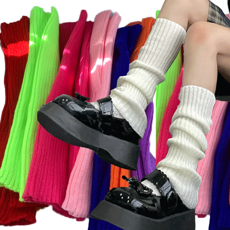 

Women Autumn Winter Long Knitted Leg Warmer Thick Wool Leg Covers Thick Warm Leggings SocksBoots Piles of Socks