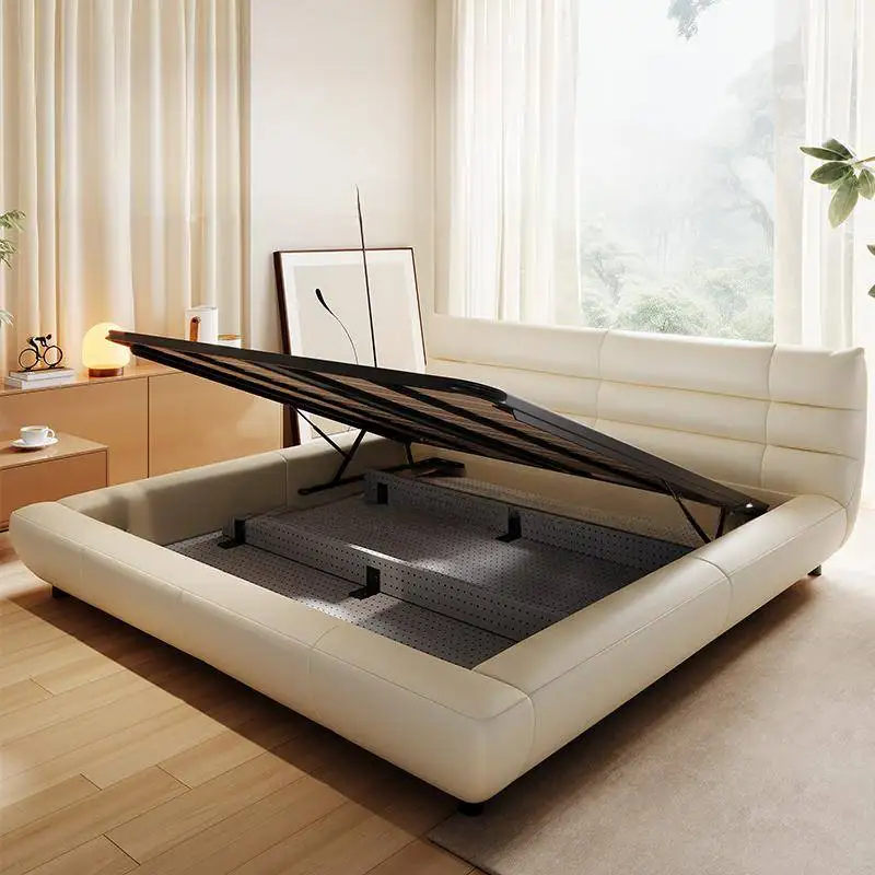 Modern Full Size Bed Frame White Headboard Storage Twin Bed Bases Frames Bedroom Platform Cama De Casal House Furniture