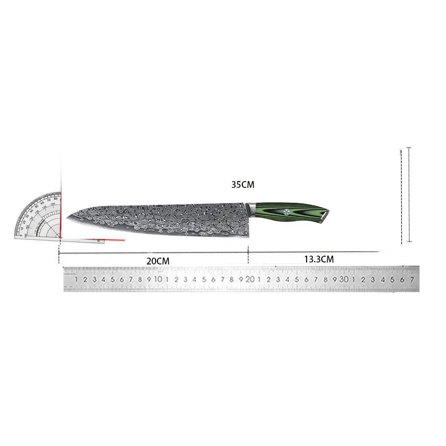 Sashimi Knife Double-edged Blade Damascus VG10 Steel Sharp Cleaver Meat Slicing Sushi Gyutou Japanese Kitchen Knife G10 Handle