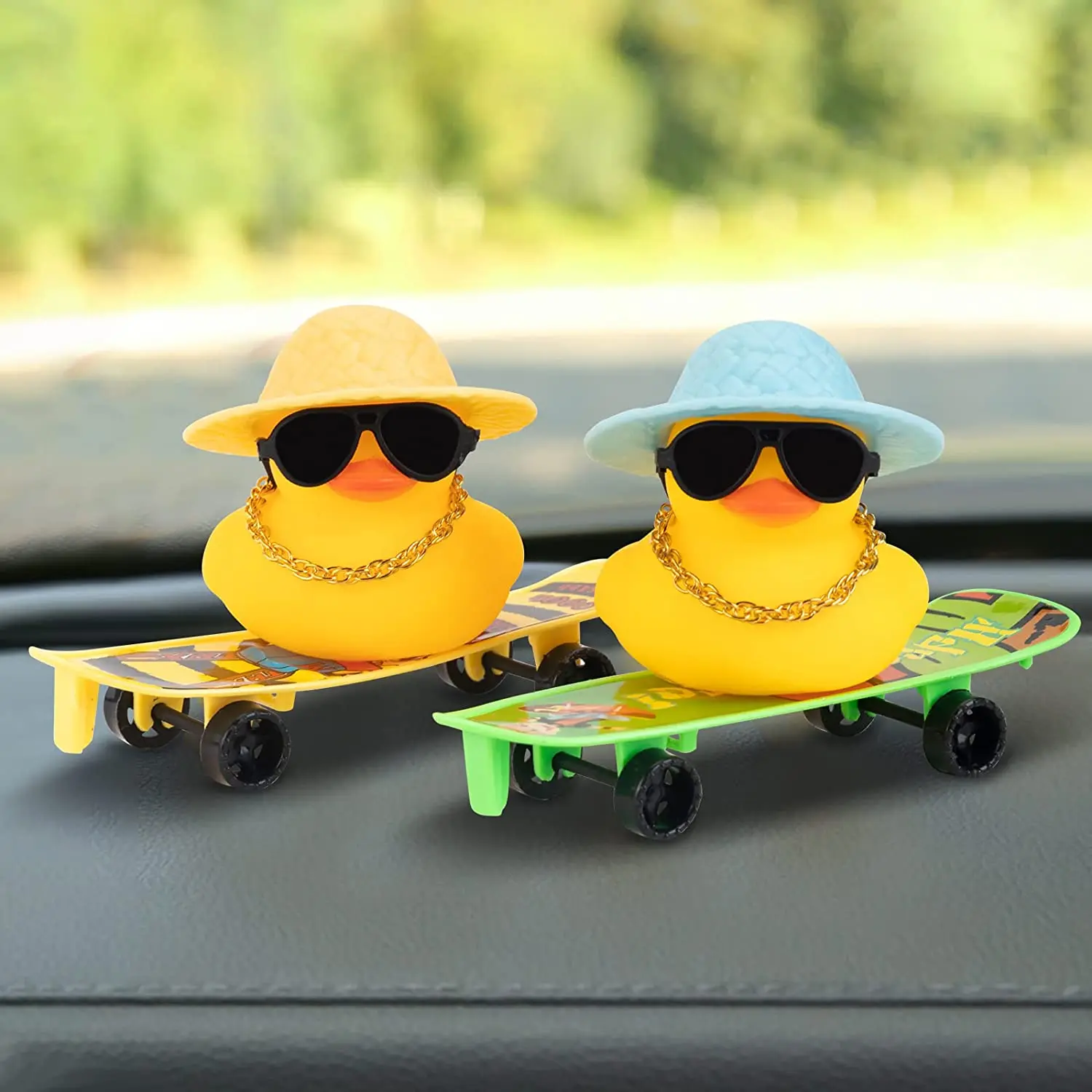 Decoración Salpicadero Coche Pato Amarillo Pato De Goma WONUU Para Coches - Decoración Divertida Con Sombrero Y Gafas De Sol Para Salpicadero Pato Amarillo Sombrero