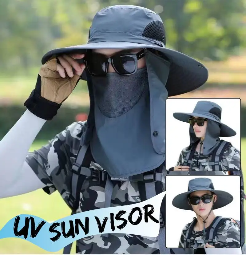 자외선 차단 탈착식 얼굴 목 플랩 커버 바이저, 여름 하이킹, 원예, 해변 여행, 어부 모자