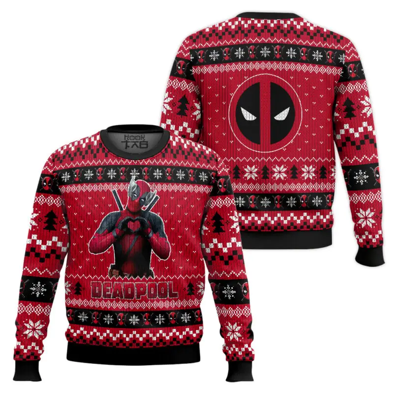 Marvel's Deadpool Christmas Hoodie Ugly Sweater Red Black Christmas Party Christmas Gift Employee Gift Festival Atmosphere