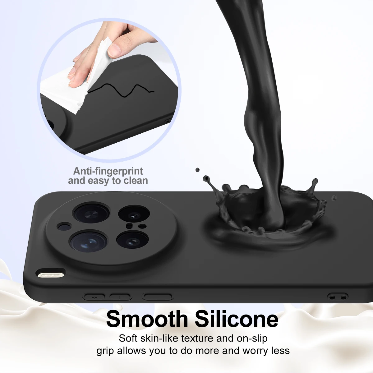 Enhanced Matte Liquid Silicone Shockproof Case with Anti-Fingerprint and Magnetic Armor Design, Includes Lanyard