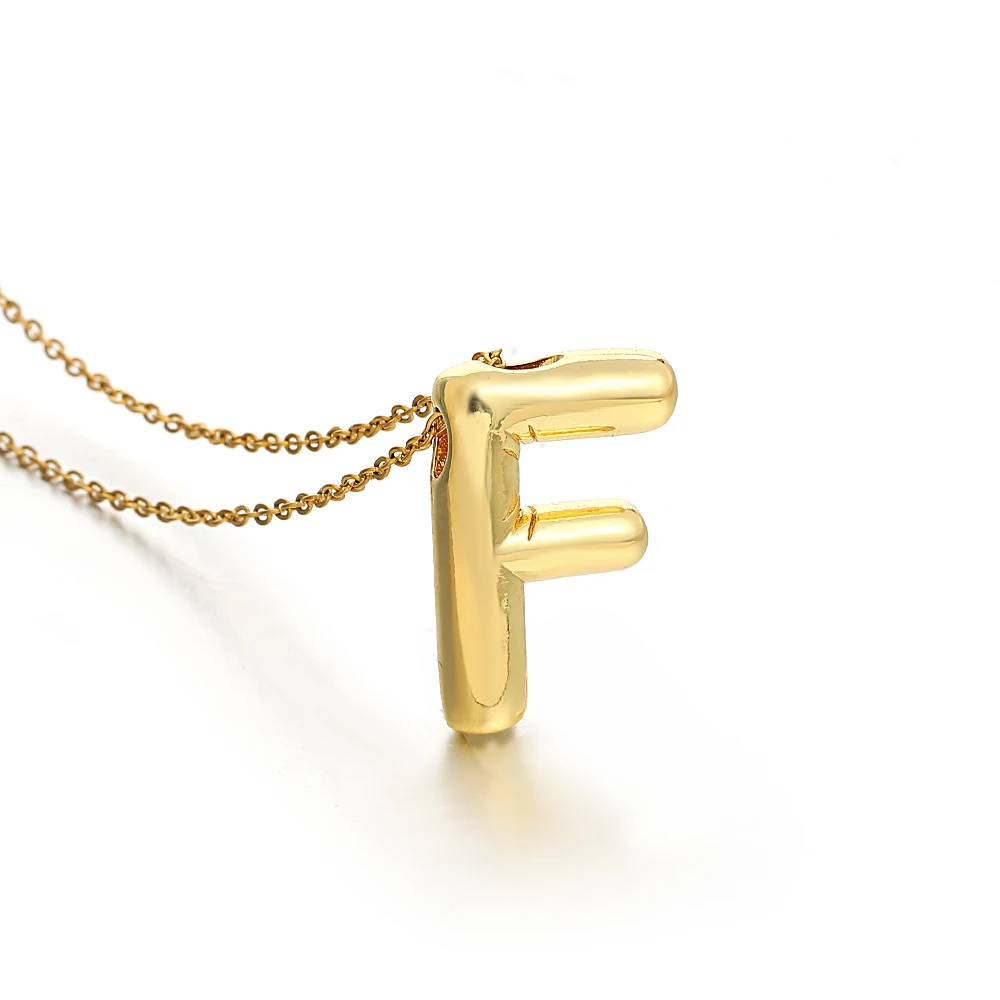 AENSOA Gold Plated Chunky Alphabet Balloon Necklace