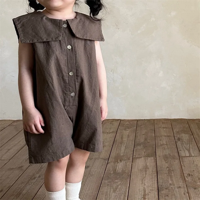 Baby Rompers Sleeveless Short Jumpsuits Cotton Toddler Boy Girl