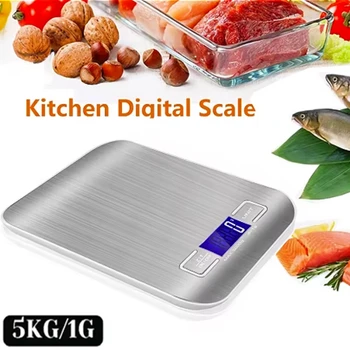 5kg/1g Bilancia da cucina digitale LED in acciaio inossidabile Bilancia elettronica ad alta precisione Gioielli per la casa Pesatura degli alimenti Strumenti di cottura 1