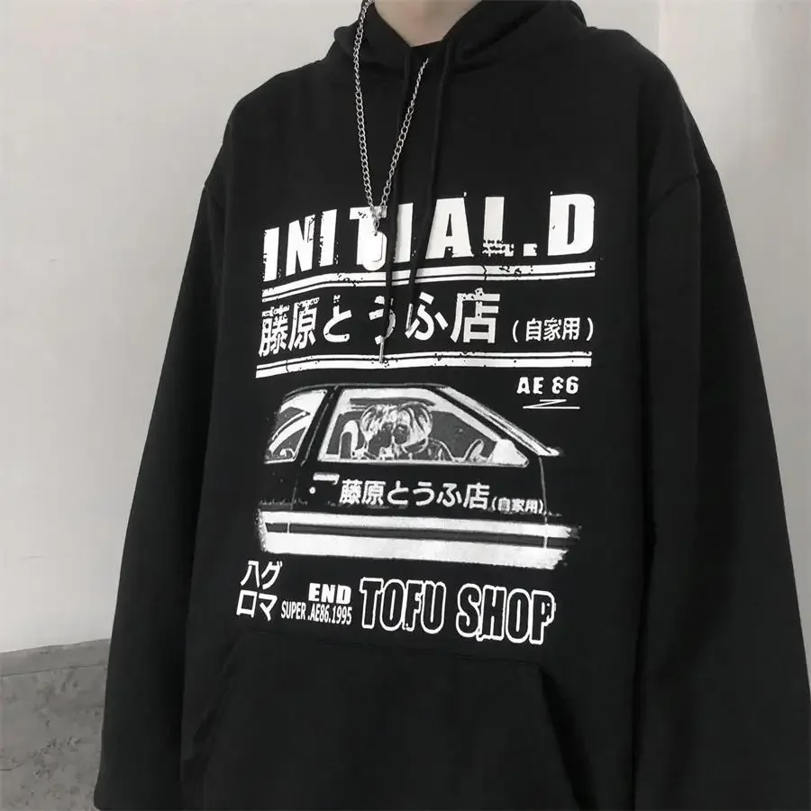 

Sweatshirt for Men Hooded Anime Male Clothes Hip Hop Black Manga Hoodies Overfit Autumn Pastel Color 90s Vintage High Quality S