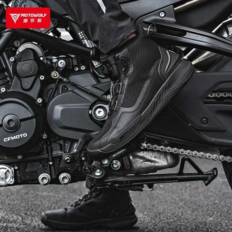 MOTOWOLF Motorcyclist Boots Motorcycle Riding Shoes Men's Four Seasons Breathable Anti-fall Motorcycle Racing Shoes Casual Boots