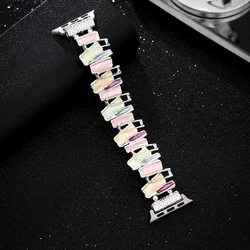 Stylish Geometric Metal Elastic Bracelet for 38mm 40mm 41mm (Sliver Colorful)