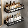 Black Space Aluminum  Toilet Rack Wall-mounted Bathroom Shelves  Changing Basket Set For Kitchen Accessories 3