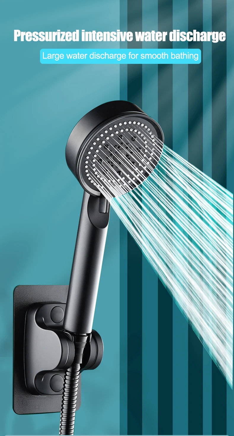Description Picture 2 of item5 Modes Adjustable Rain Drenching Mode Black Bath Shower Head Head Water Saving High Pressure Showerhead Bathroom Accessories