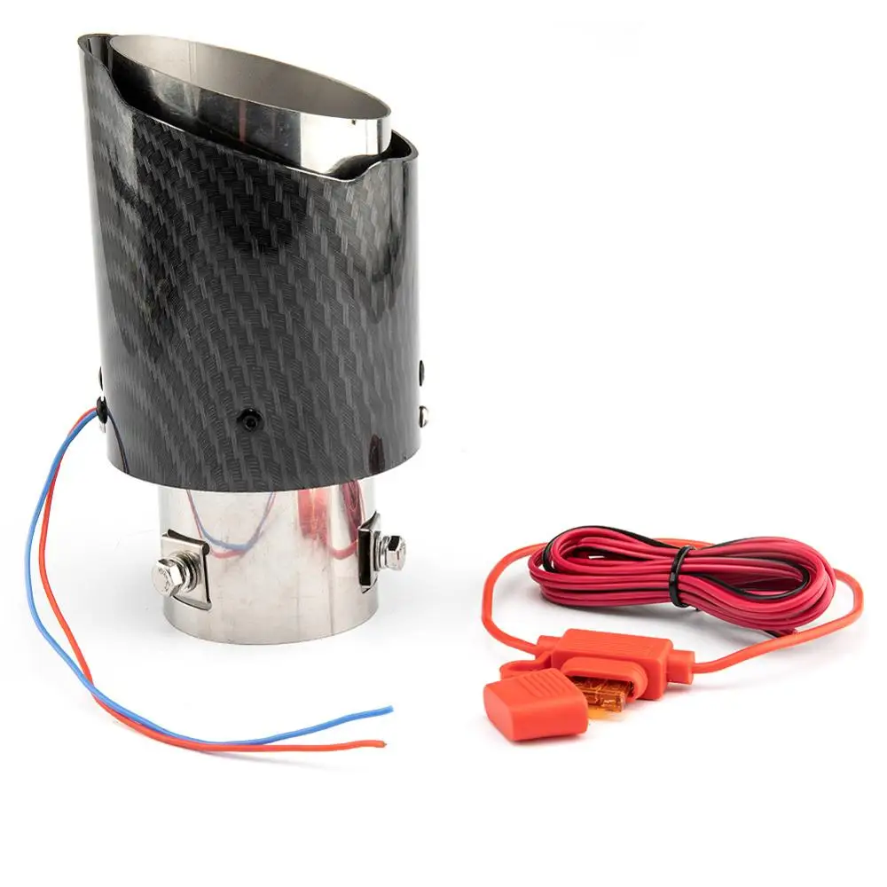 63-65mm Carbon Fiber Color Car Exhaust Muffler Pipe Tip LED Light Muffler Exhaust Car Accessories car exhaust tail pipe