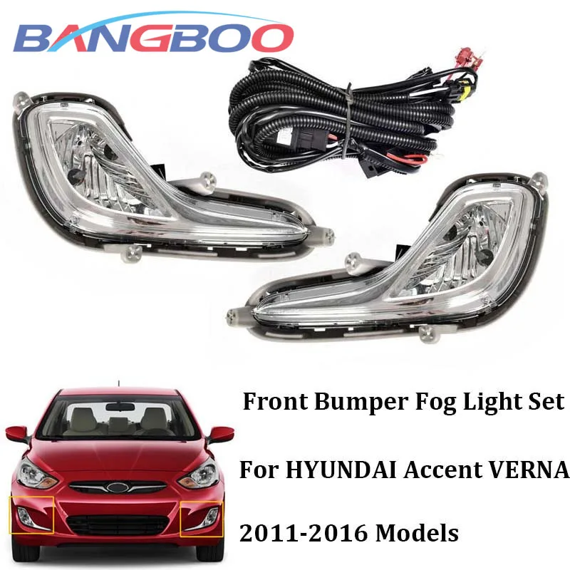 

Full Set Halogen Fog Lamp Assembly Kit For HYUNDAI Accent VERNA 2011 2012 2013 2014 2015 2016