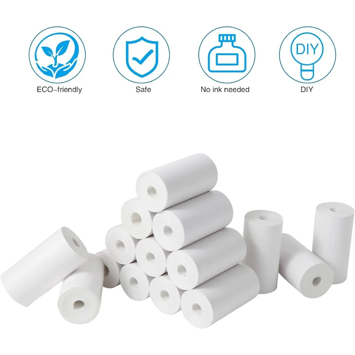 BPA 프리 화이트 무점착 57x25mm 감열지 라벨 인쇄/즉석카메라용, 친환경 사진 공예용 안전지