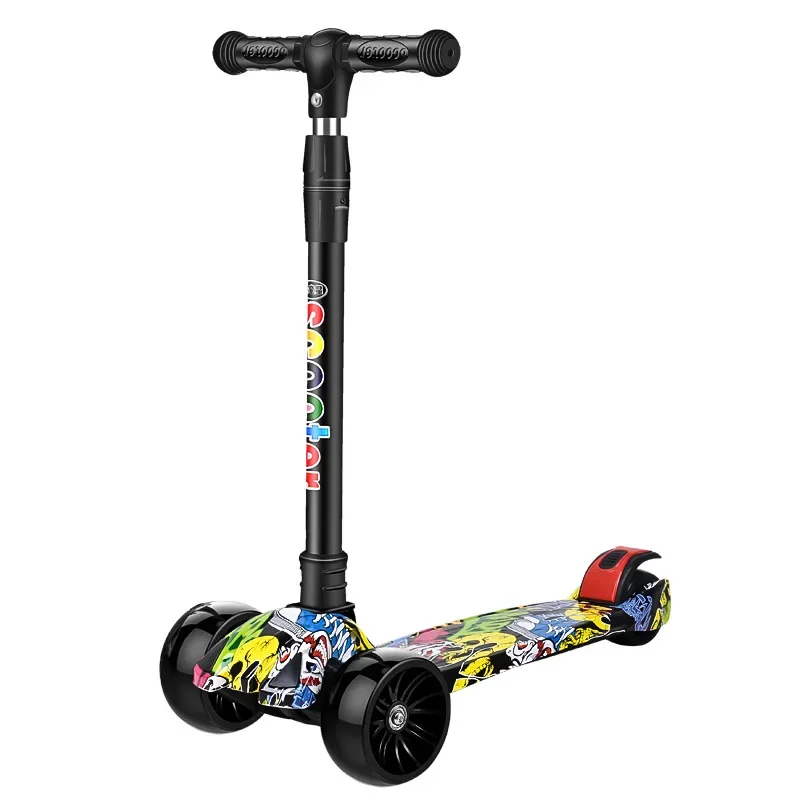Scooter Per Bambini 3 Ruote Scooter Con Ruote Flash Monopattino Per Bambini Di 3-12 Anni Scooter Pieghevole Per Bambini Regolabile In Altezza