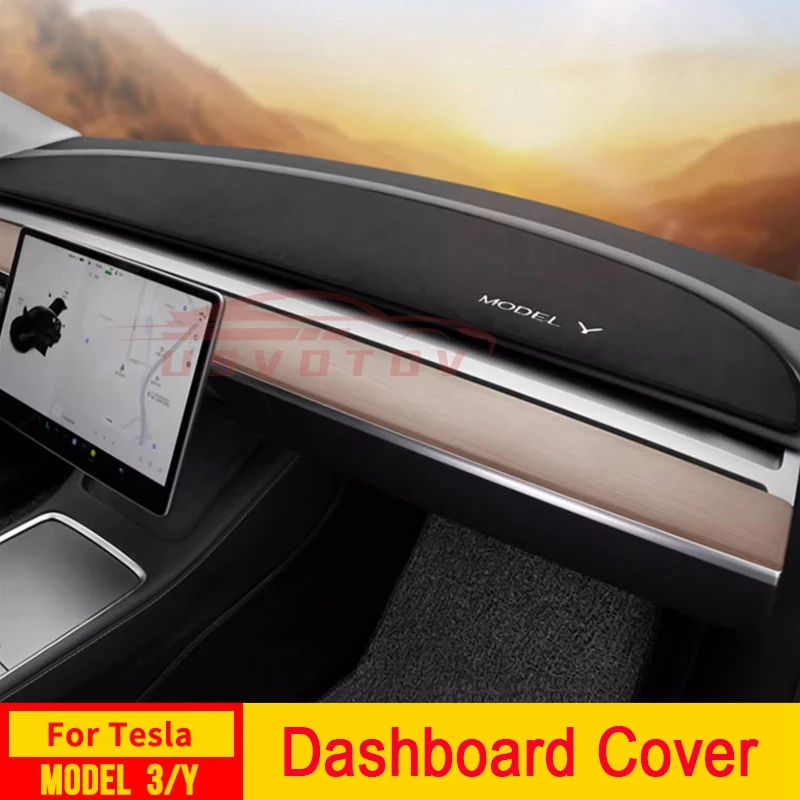 

Tesla Model 3 Y Dashboard Cover Anti-UV Dash Mat Protector Sunshade Center Console Anti-glare Pad Car Accessories 2023 2022 2021