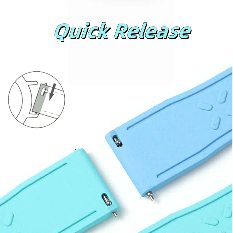 Premium Quick Release Rubber Watch Strap - Sport Bracelet Accessories Wristband - 20mm, 21mm, 22mm