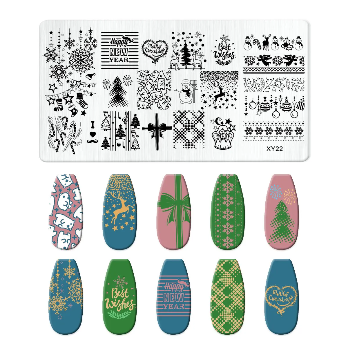 Christmas Nail Art Stamping Plate Drawing Template Winter Snowflakes Floral Christmas EIK Image Stencil Mold Nail Printing Tools 4