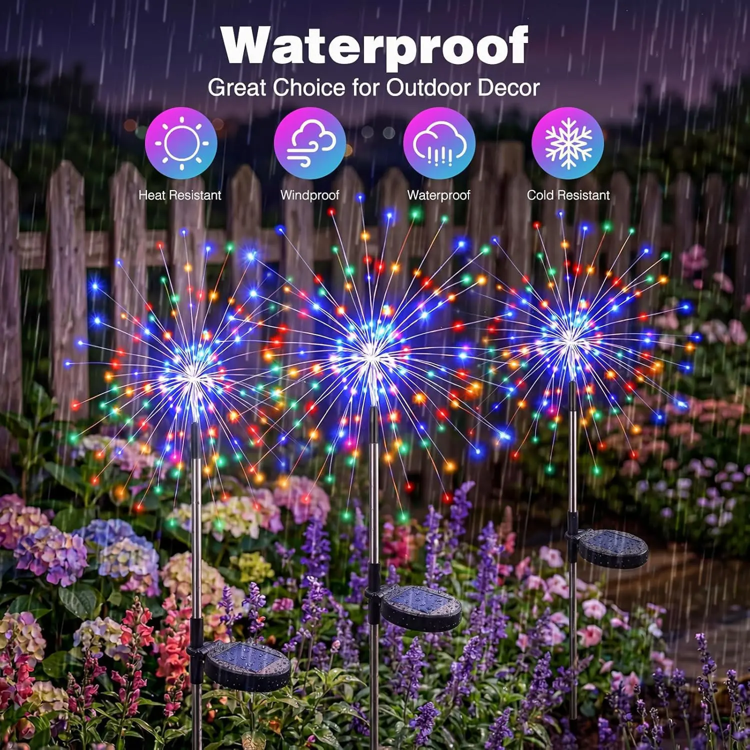 Solar LED Firework Fairy Lights for Outdoor Garden Decoration