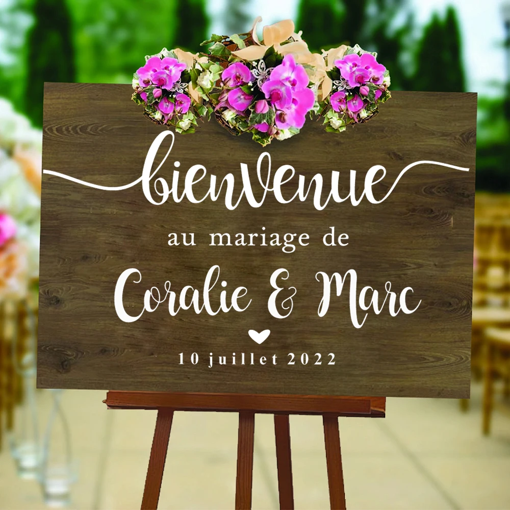 

Wedding Sign Personalized Name & Date Wall Decals French Style Wedding Welcome Sign Wall Decal Wedding Sign Vinyl Mural A182