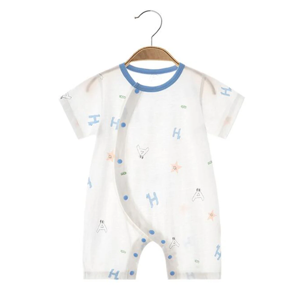 

Летняя одежда для маленьких девочек хлопковые комбинезоны с коротким рукавом для новорожденных тонкие дышащие Комбинезоны для маленьких мальчиков Бесплатная доставка