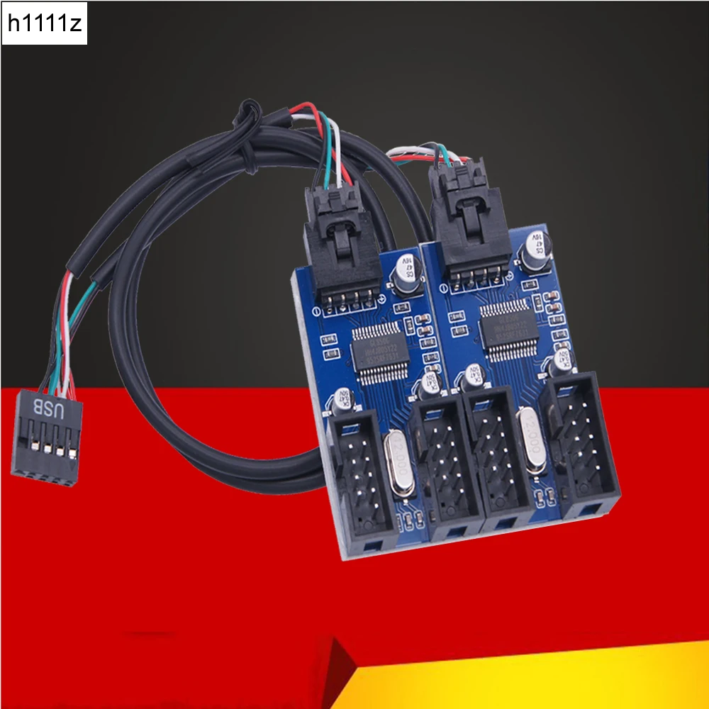 

9-контактный USB-разветвитель для материнской платы, USB 9-контактный интерфейсный разъем, сплиттер от 1 до 2, Удлинительный Кабель-адаптер, 9-контактный 1 до 2/4 разъемов